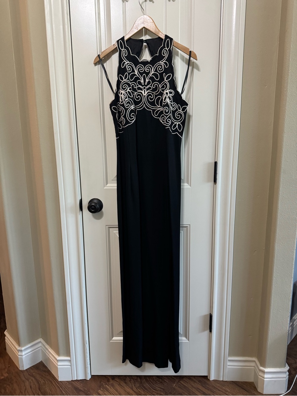 VINTAGE 90s SCOTT MCCLINTOCK EMBROIDERED HALTER MAXI GOWN